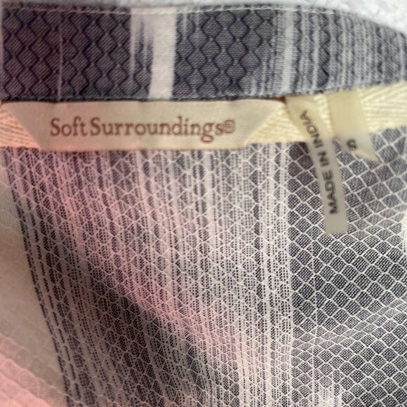 Soft Surroundings Womens Small Round Neck Gray Striped 3/4 Sleeve Tunic Top - Picture 4 of 8